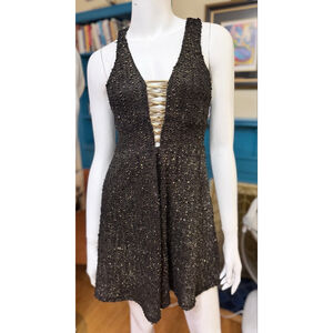 Angel Biba Mini Dress Black Gold Size 8